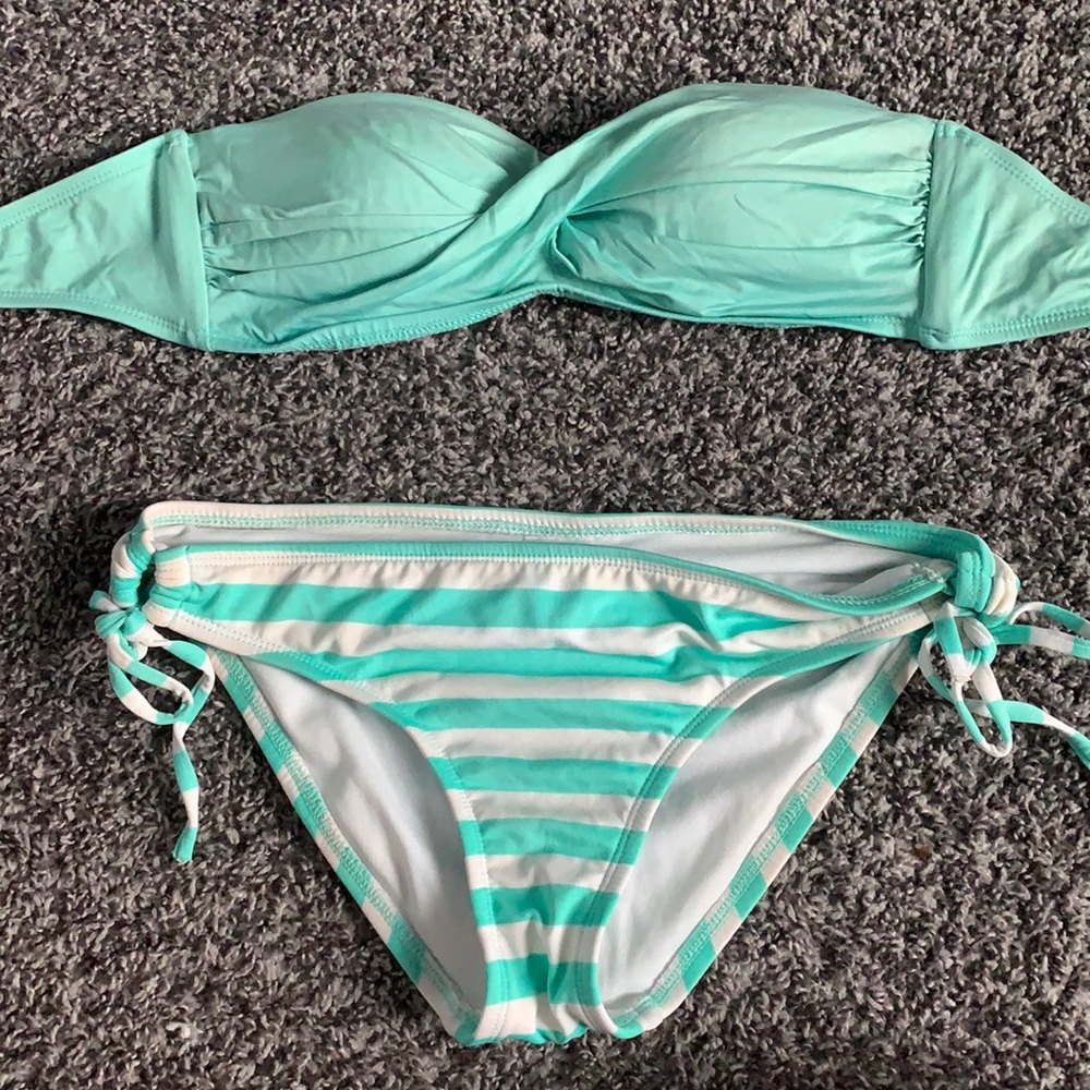 Mint and white bikini set